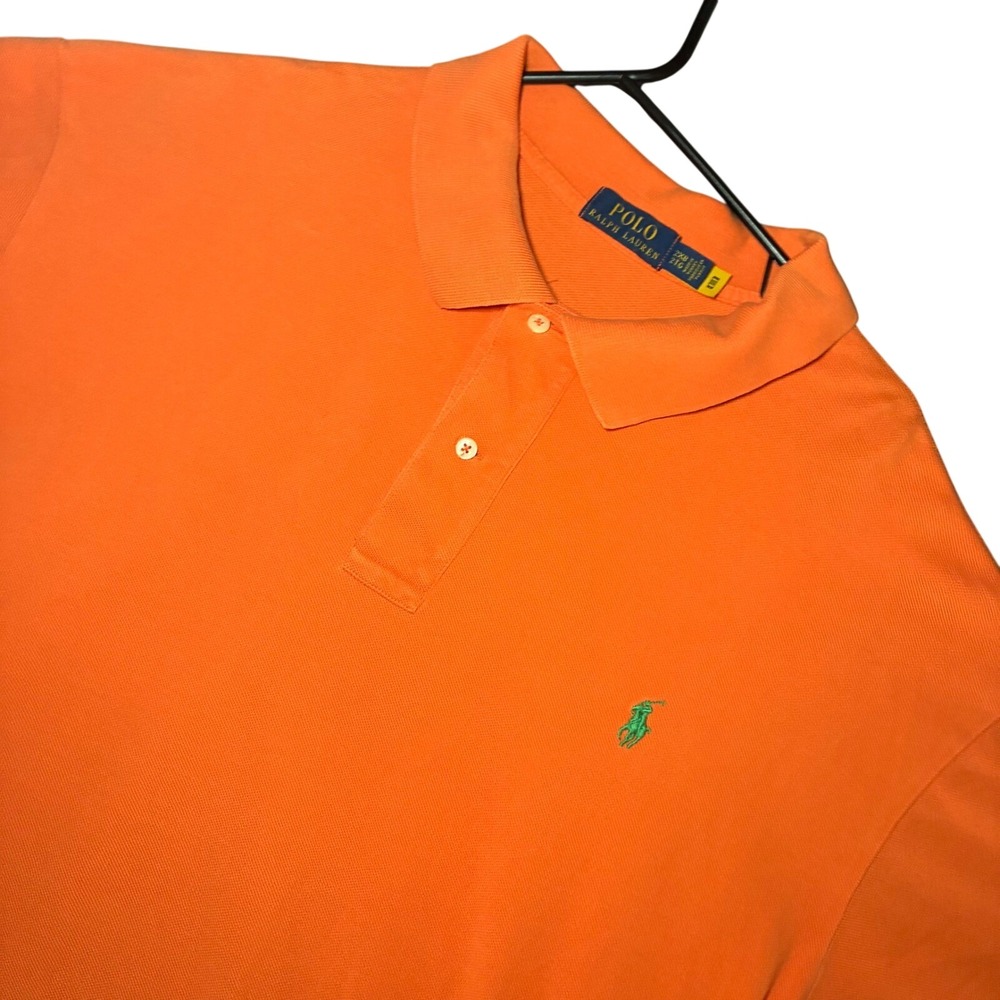 Polo Ralph Lauren Iconic Mesh Polo Cotton 2XB Big & Tall Orange Green Pony Logo